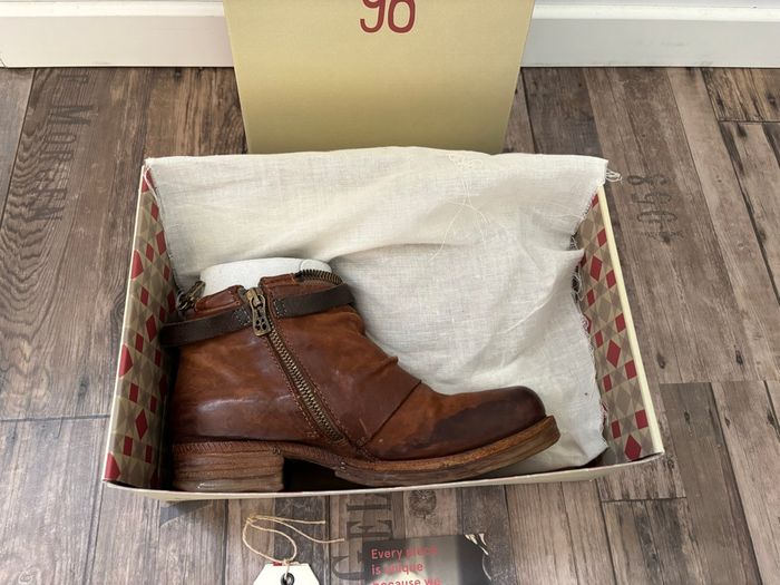Bottines AS98 style motarde en cuir marron pointure 37 - photo numéro 10