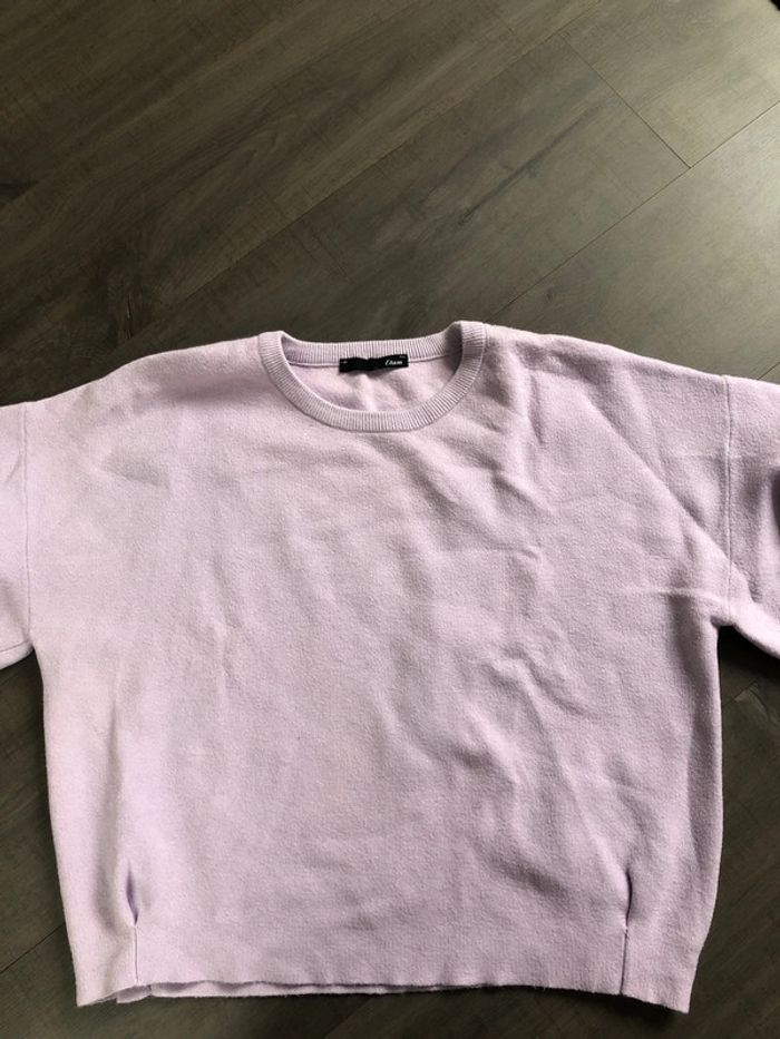 Pull oversize Etam taille S lilas manches ballon - photo numéro 4
