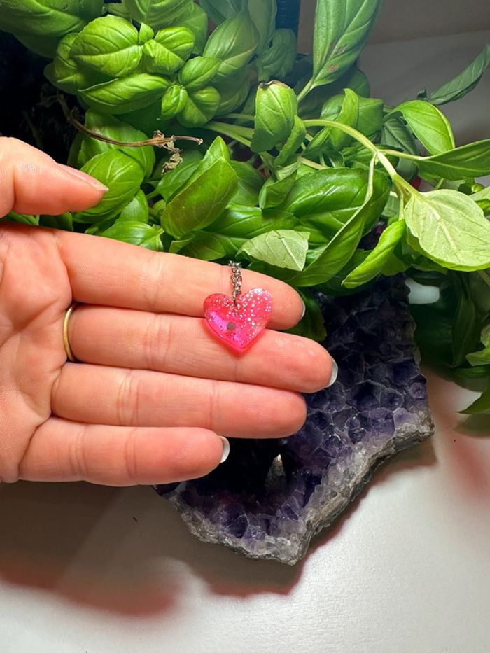 Petit pendentif coeur rose - photo numéro 5