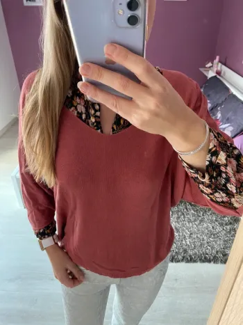 Pull ample vieux rose
