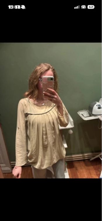 Haut fluide beige à détails plissés - Taille M
