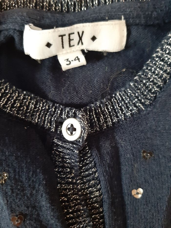 Gilet en coton bleu marine fille - cœurs - 4 ans - photo numéro 4