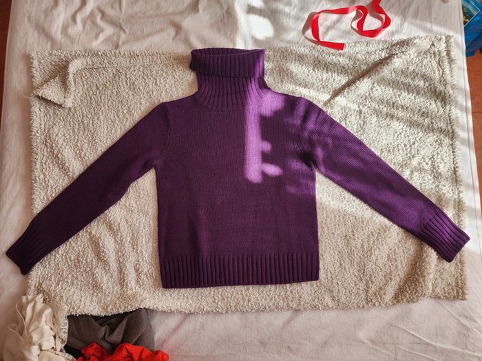 Pull violet col roulé T.XS/34 - photo numéro 2
