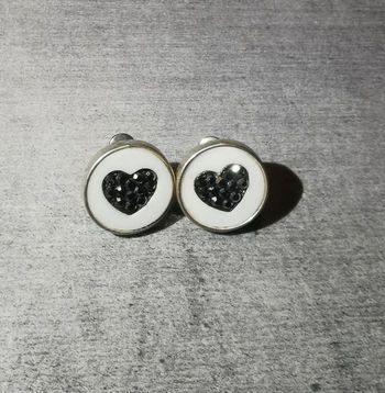 Boucles d'oreilles cœur strass noir