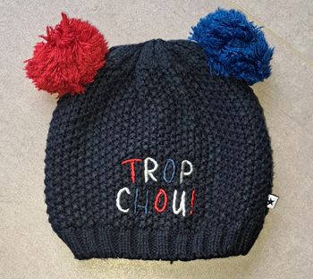 Bonnet bleu marine pompons 12 mois Gémo