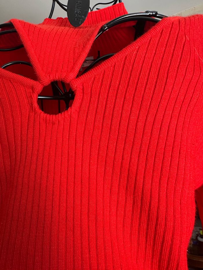 Pull rouge Morgan neuf avec ouverture décolleté - photo numéro 3
