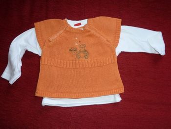 LOT T-SHIRT+PULL SANS MANCHES GARCON BEBE 6 MOIS