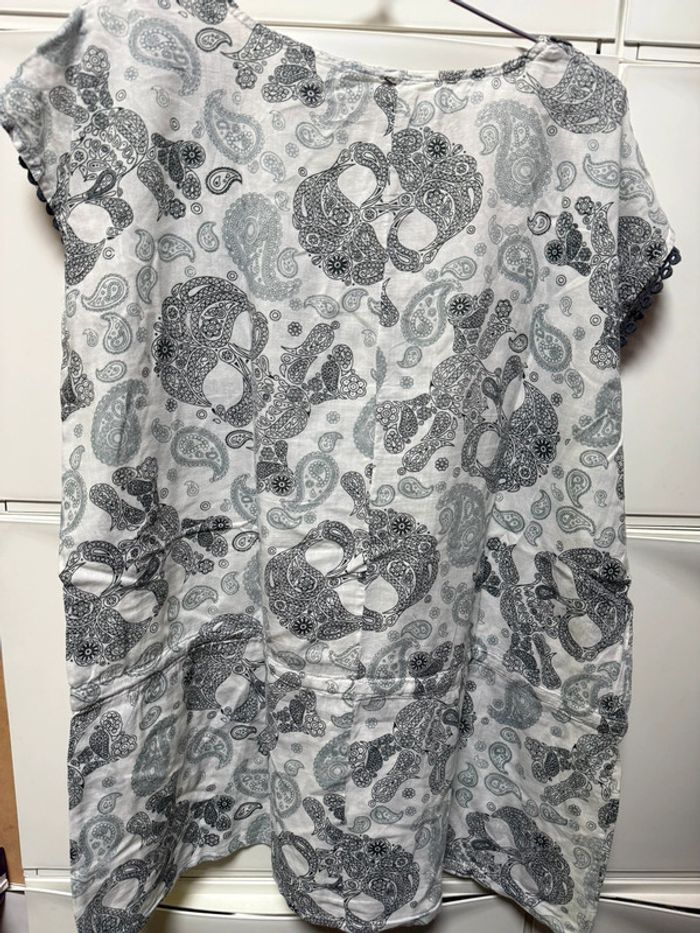 T-shirt femme avec tête de mort noir et blanc taille l - photo numéro 4