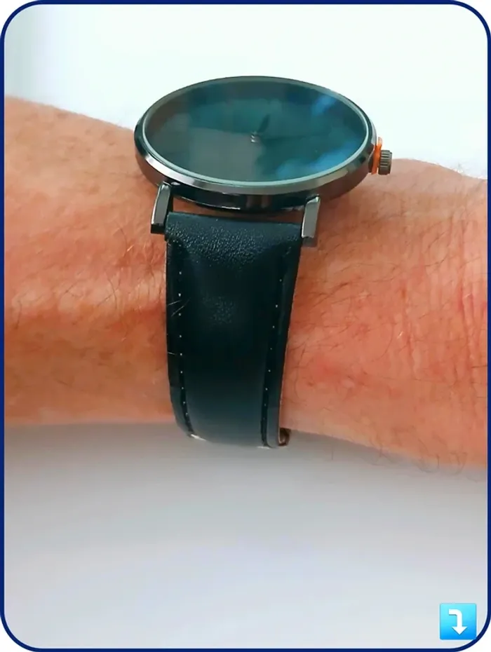 Montre noire homme – Bracelet cuir – Élégante et minimaliste - photo numéro 2