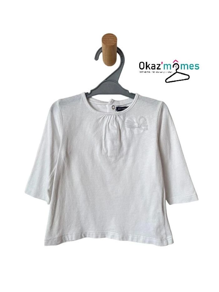 T-shirt manches longues blanc (noeud tulle) - Kiabi 9 mois