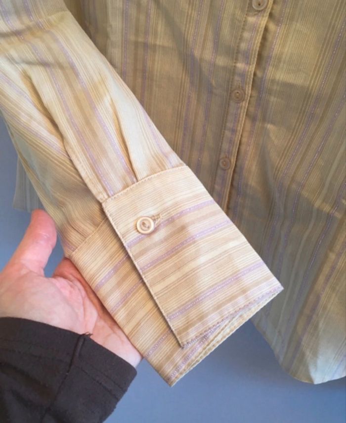 Chemise à rayure beige et parme t.40 Etam - photo numéro 3