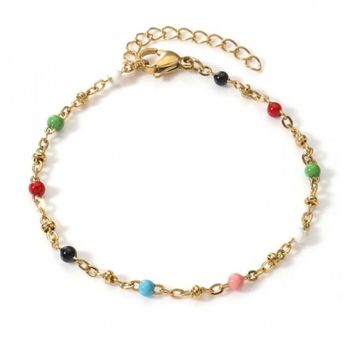 Bracelet + collier assorti Acier Inoxydable Placage sous Vide Chaîne à Maillons Faite à la Main Doré