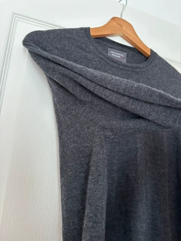 Pull gris anthracite laine de mérinos Devred taille L - photo numéro 5