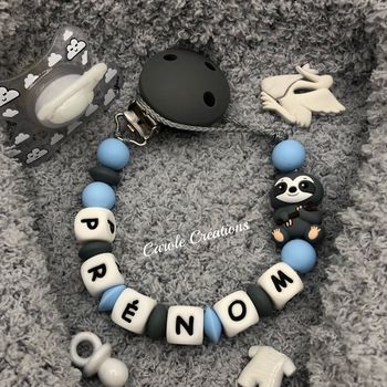 Attache tétine en silicone personnalisable paresseux 