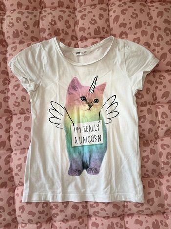 Tee shirt chat / licorne multicolore