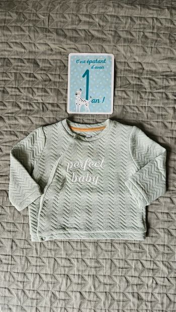 Pull gémo vert sauge 12 mois