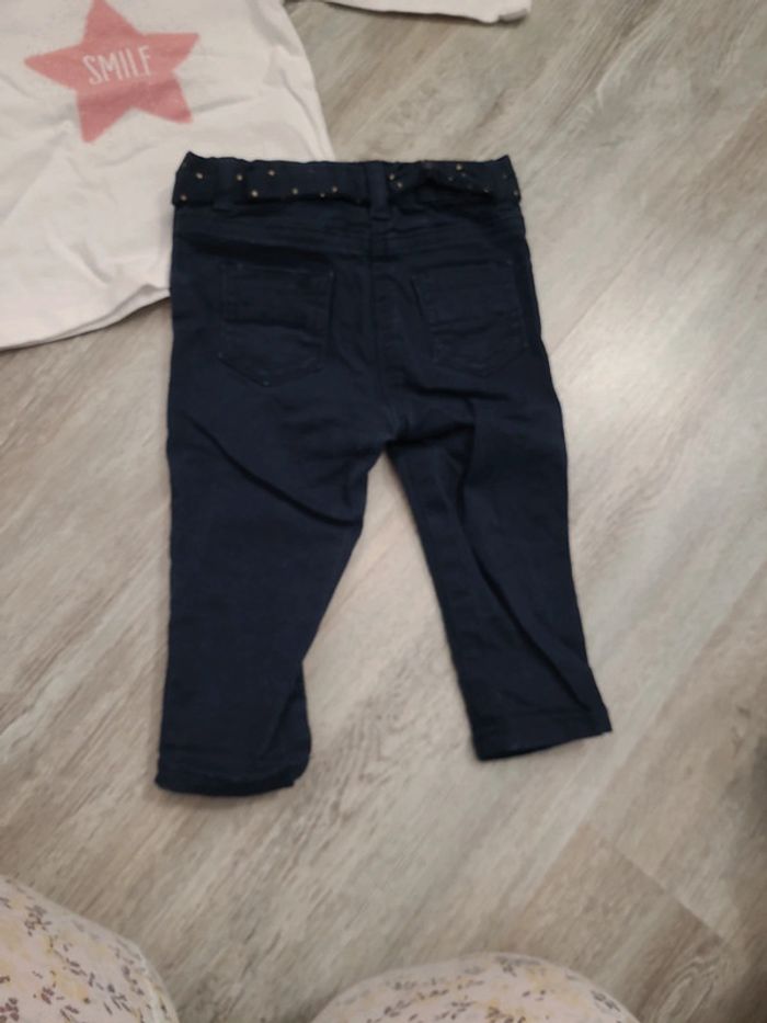 Ensemble pantalon bleu marine et tee shirt manches longues blanc paillettes - photo numéro 4