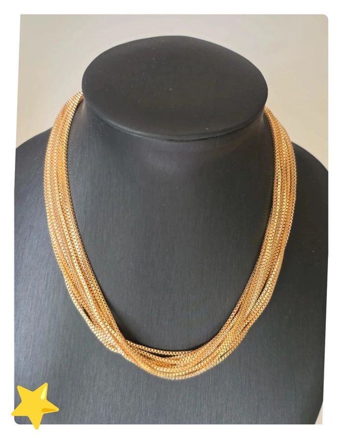 Collier multi chaine vénitienne acier inoxydable dorée avec boule - photo numéro 4