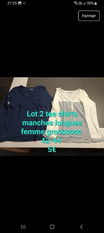 Lot 2 tee shirts femme grossesse 42-44