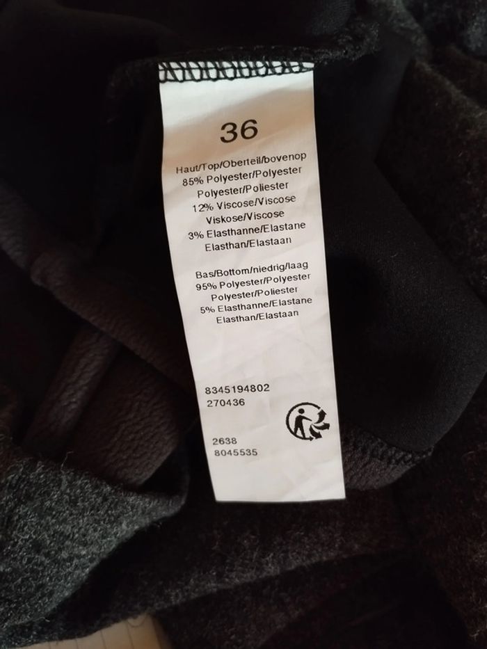 🌺 Robe gris chiné - 2 matières - Taille 36 - Grain de malice 🌺 - photo numéro 4