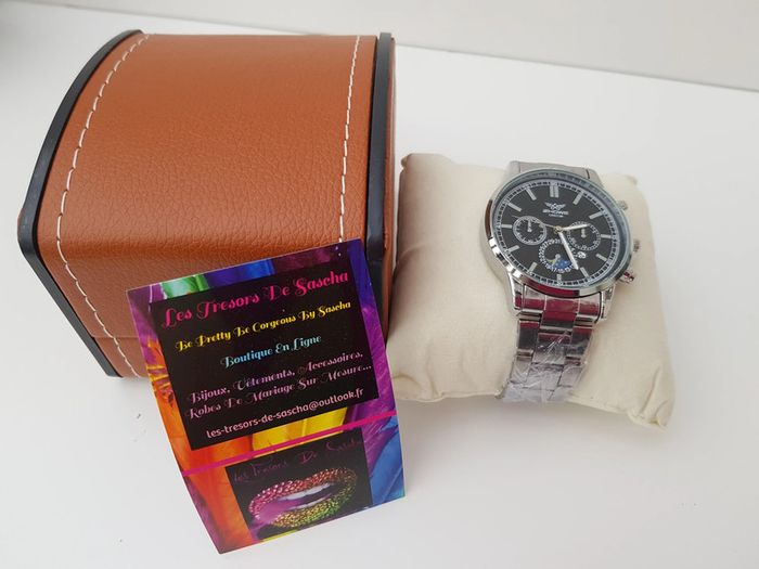 Montre Argentée Et Noire Homme - photo numéro 3