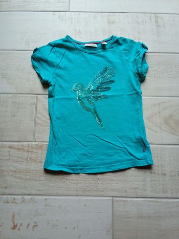 T-shirt turquoise motif colibri Okaïdi 8 ans