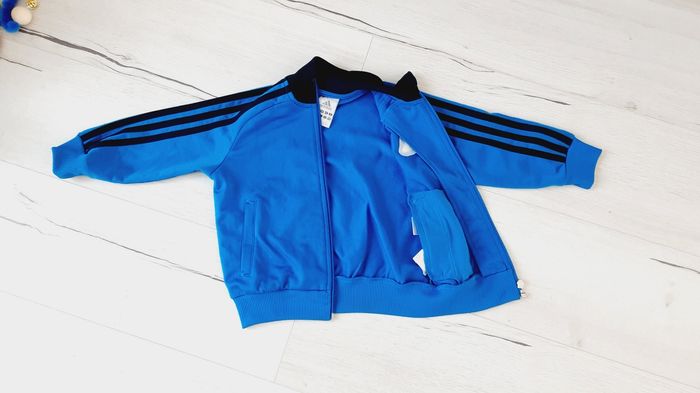 Vêtement garçon veste de sport bleue Adidas 3 ans - photo numéro 2