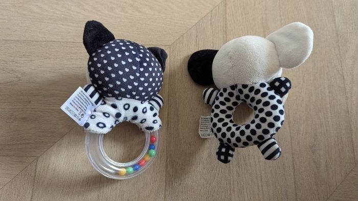 Hochets Eléphant et Renard noir et blanc - photo numéro 2