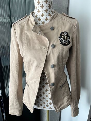 Veste cintrée femme S beige style officier militaire chic stradivarius