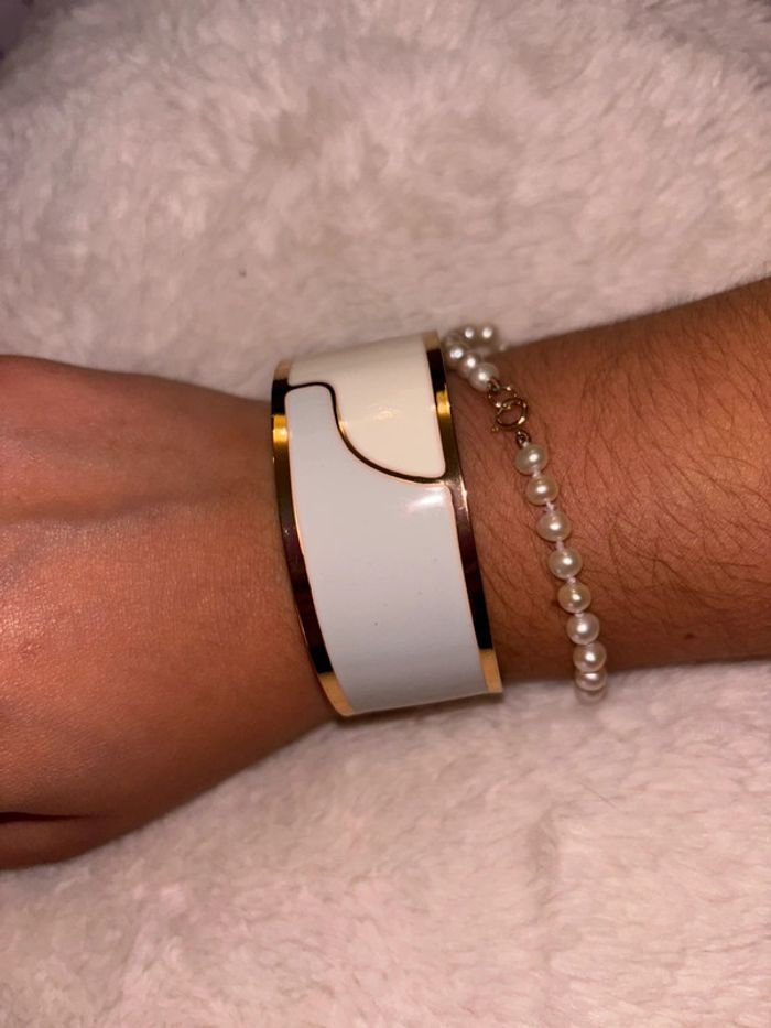 Bracelet manchette BRÉAL bleu et blanc doré - photo numéro 3