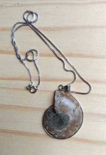collier pendentif fossile d'ammonite