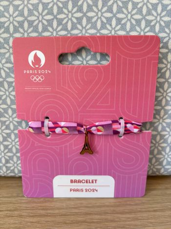 Bracelet Tissu Rose "Tour Eiffel" JO Paris 2024