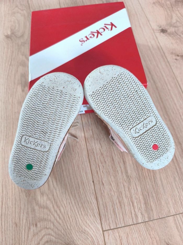 Baskets fille cuir et toile rose clair Kickers Sonistreet - Taille 22 - photo numéro 7
