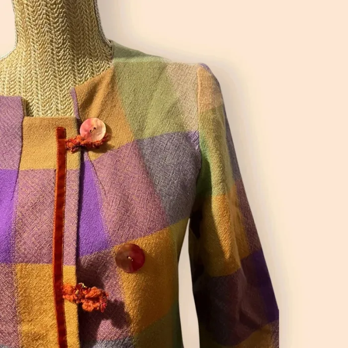Veste longue à carreaux – Style rétro vintage - multicolore - photo numéro 3