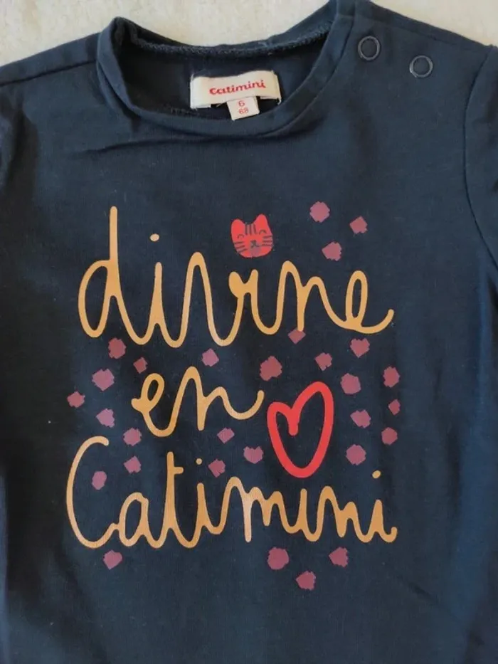 Tee-shirt manches longues Catimini 6 mois neuf - photo numéro 2