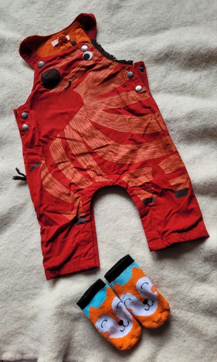 Adorable salopette girafe doublée 3 mois 59 cm + chaussettes offertes