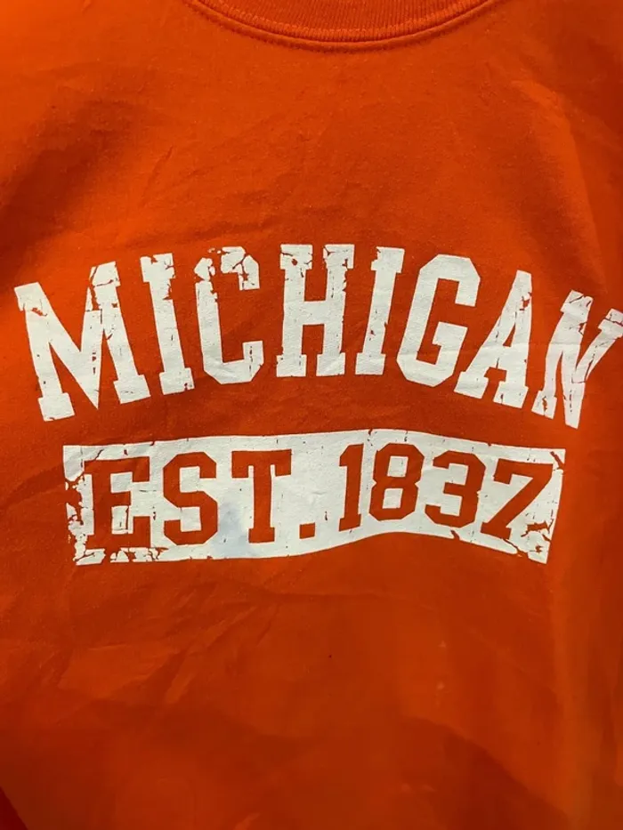 Orange crewneck Michigan Gildan M - photo numéro 2