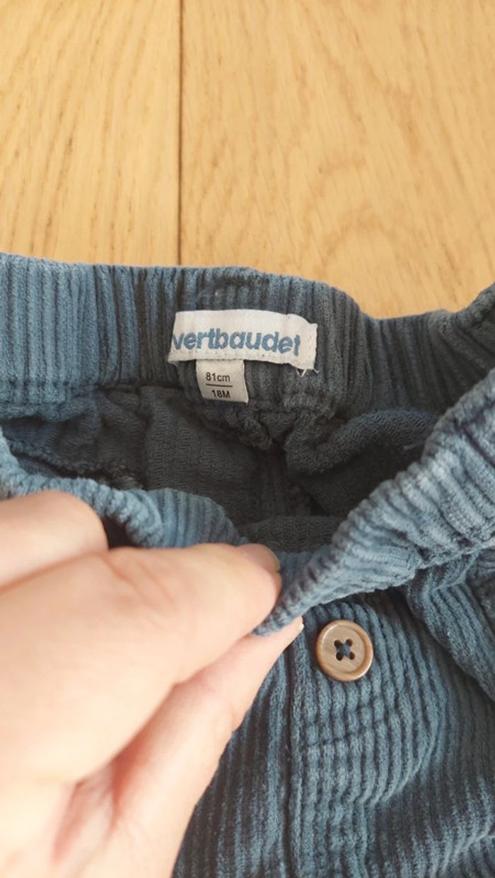 Pantalon 18 mois  en velours côtelé vertbaudet bleu ardoise - photo numéro 3