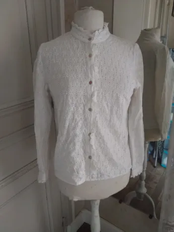Blouse chemisette blanche stylé rétro Lovie & co t 38 m