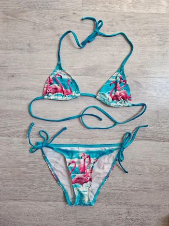 Maillot de bain bikini 2 pièces neuf asos 34 flamants rose triangle