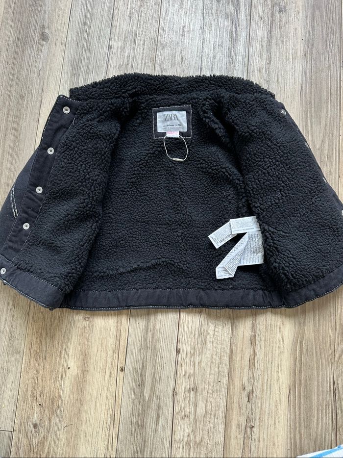 Veste jean fourré Teddy moumoute 3/4 ans Zara - photo numéro 2