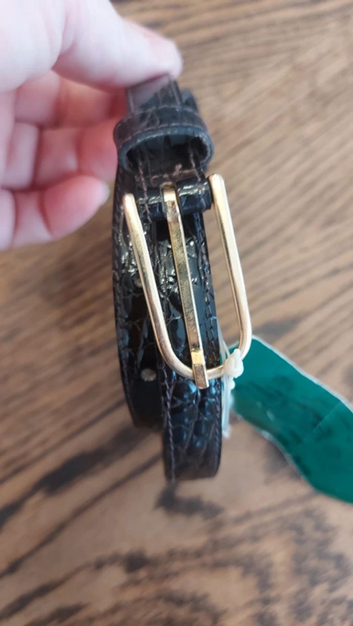 Ceinture en cuir serpent neuve marron 75cm - photo numéro 13