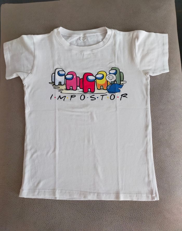 Tee-shirt manches courtes blanc Among Us garçon 12ans