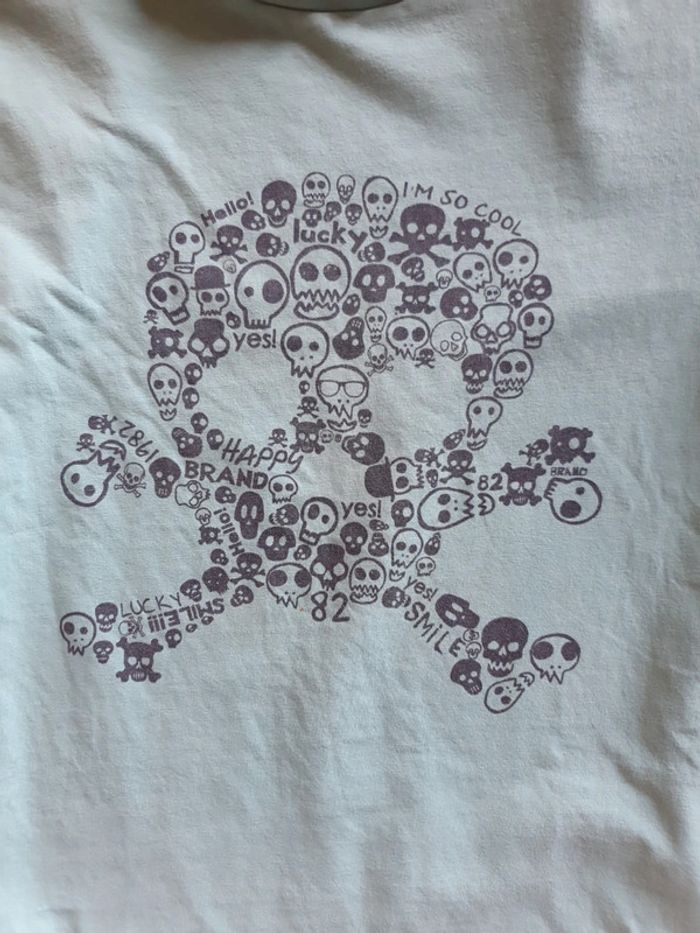 tee shirt turquoise tête de mort 8 ans - photo numéro 2