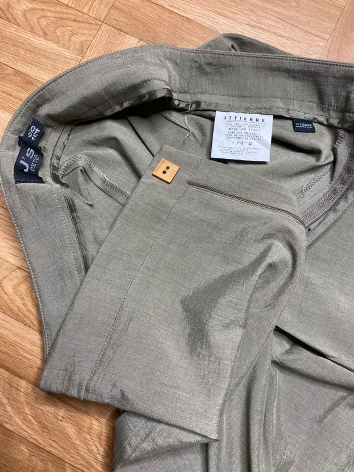 Pantalon élégant ajusté vert kaki satiné vintage Extè (NEUF) - photo numéro 4