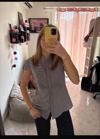 Blouse bleue rayures 