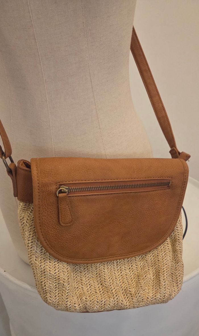 Sac bandoulière PHILOV’ camel & paille tressée  – style bohème chic – excellent état comme neuf