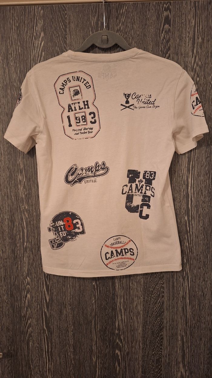 Tee-shirt manches courtes blanc imprimé motifs base-ball - photo numéro 2
