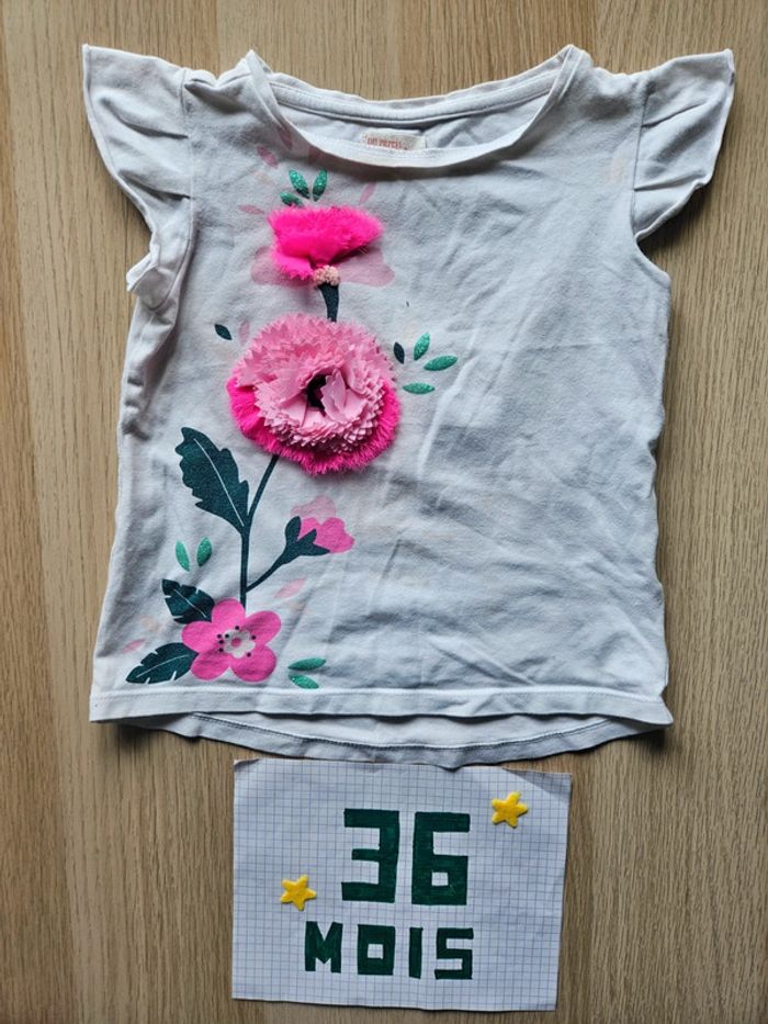 Tee shirt fleurs fille 3 ans