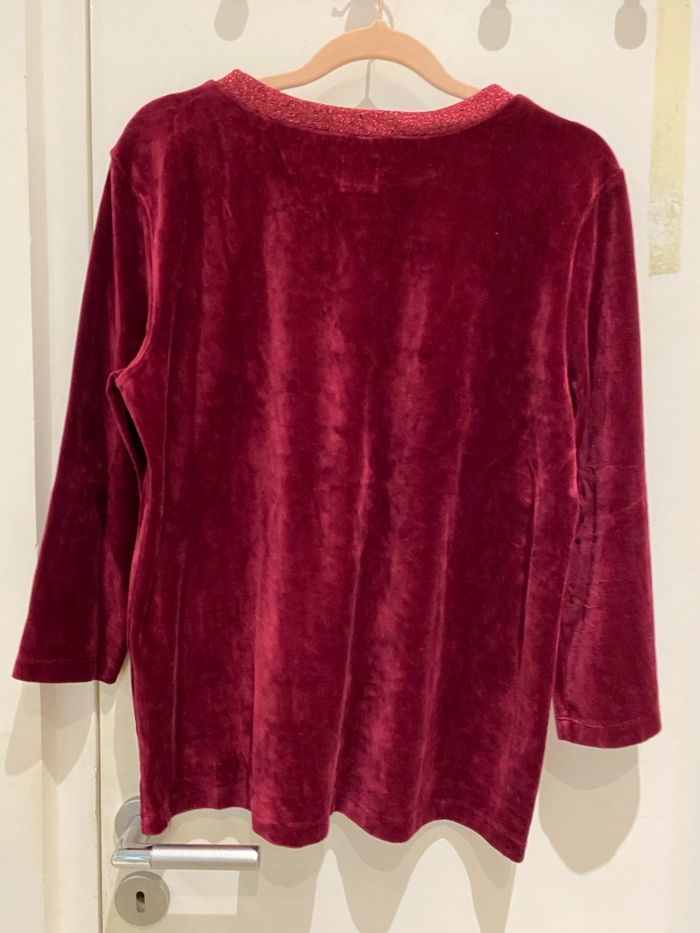 T-shirt velours, bordeaux - photo numéro 4